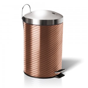 Cos de gunoi cu pedala, din otel inoxidabil, 7L, Ø20,5xH34 cm, Metallic Line Rose Gold Medium