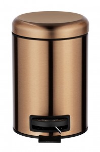 Cos de gunoi cu pedala, din otel inoxidabil, Leman Cupru, 3L, Ø17xH25 cm
