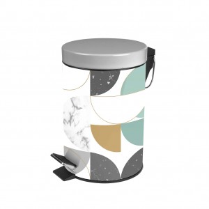 Cos de gunoi cu pedala pentru baie, din metal, Geomarbre Multicolor, 3L, Ø16,8xH26 cm