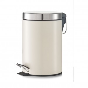 Cos de gunoi cu pedala pentru baie, Metal, Capac argintiu, 3L