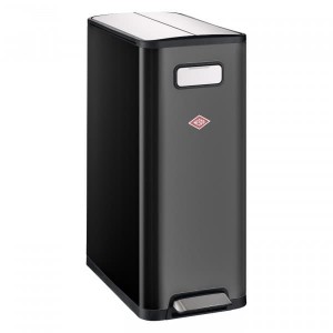 Cos de gunoi cu pedala si 2 compartimente, din metal, Big Double Master Negru, 2x20L, l27,5xA53,2xH66,1 cm