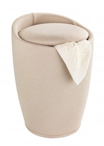 Cos de rufe / Taburet din plastic, tapitat cu stofa, Candy Bej, Ø36xH50,5 cm