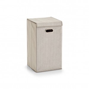 Cos pentru rufe cu capac, Fleece, Beige Stripes, l32xA32xH57 cm