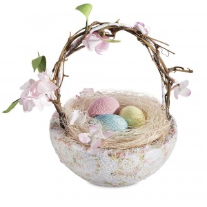Cosulet decorativ cu oua Pastel Cherry Blossom Multicolor, L17xl14xH20 cm