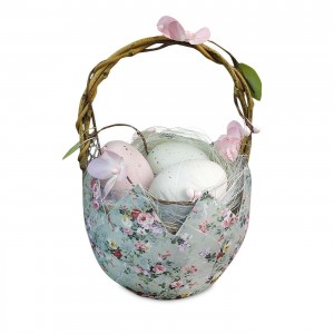 Cosulet decorativ cu oua Pastel Flowery Simple Multicolor, L13xl11xH18 cm