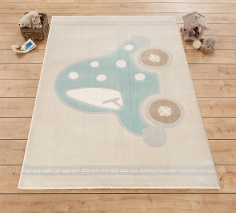 Covor pentru copii Baby Boy Cream / Turquoise, 133 x 190 cm