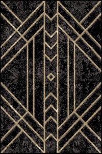 Covor din lana si poliamida Gate Negru / Auriu, Axminster