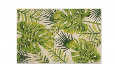 Covoras de intrare, din fibre de cocos si PVC, 40 x 60 cm, Foliage Verde
