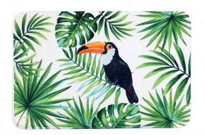 Covoras pentru baie din poliester, Tucan Verde, 45 x 70 cm