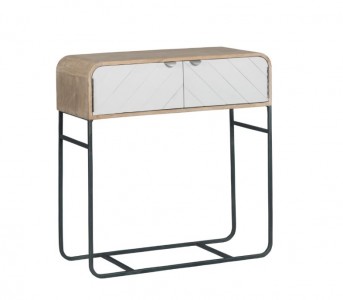 Consola din lemn cu 2 usi White Chevron, l85xA35xH88 cm