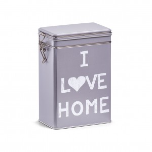 Cutie metalica pentru cafea Love Home, cu capac etans, Grey, l12xA7,7xH19 cm