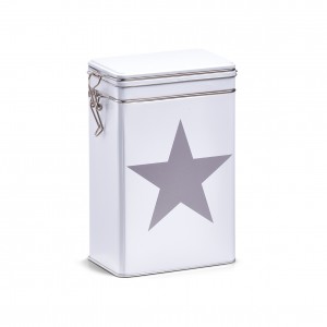 Cutie metalica pentru cafea Star, cu capac etans, White, l12xA7,7xH19 cm