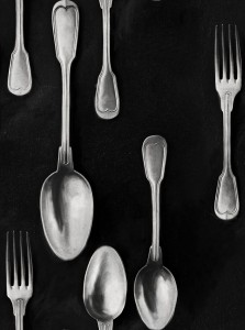 Set 3 role Tapet Imprimat Digital Cutlery Silver