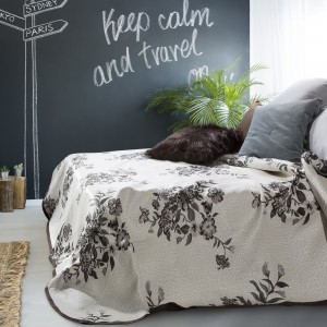 Cuvertura reversibila Amelia Cream / Brown, 220 x 240 cm