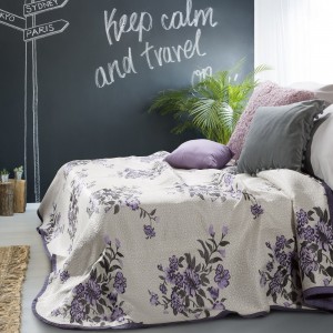 Cuvertura reversibila Amelia Cream / Purple, 220 x 240 cm