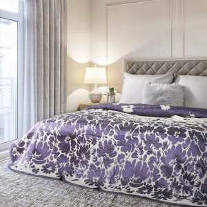 Cuvertura reversibila Angela Cream / Purple, 220 x 240 cm