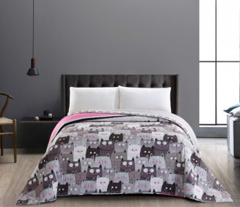 Cuvertura reversibila din microfibra Catsinvasion Multicolour