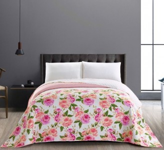 Cuvertura reversibila din microfibra Englishrose Multicolour / White