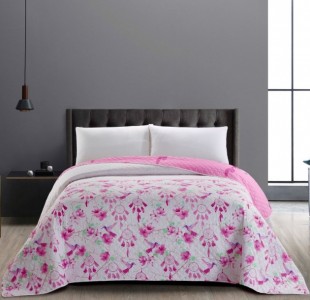 Cuvertura reversibila din microfibra Sweet Dreams White / Pink