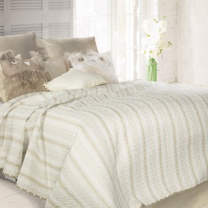 Cuvertura reversibila Dots White / Beige, 220 x 240 cm