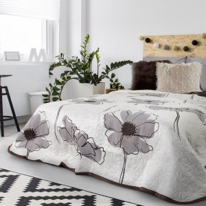 Cuvertura reversibila Elva Cream / Brown, 240 x 260 cm