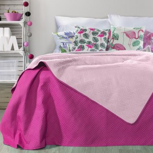 Cuvertura reversibila Fala Light Pink / Purple, 220 x 240 cm