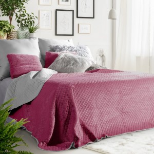 Cuvertura reversibila Filip Dark Pink / Grey