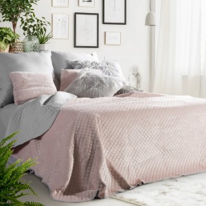 Cuvertura reversibila Filip Light Pink / Grey