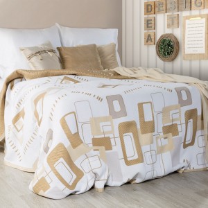 Cuvertura reversibila Kaja Cream / Beige, 220 x 240 cm