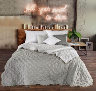 Cuvertura reversibila Lelly Gri, 170 x 210 cm