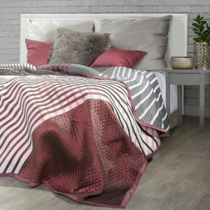 Cuvertura reversibila Matty White / Bordeaux, 220 x 240 cm