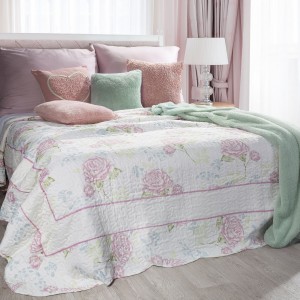 Cuvertura reversibila Megan Crem / Roz, 170 x 210 cm