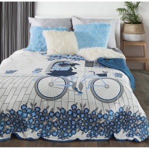 Cuvertura reversibila pat copii Girl Cream / Blue, 220 x 240 cm