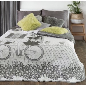 Cuvertura reversibila pat copii Girl White / Grey, 220 x 240 cm