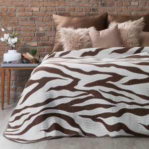 Cuvertura reversibila Raya Cream / Brown, 220 x 240 cm
