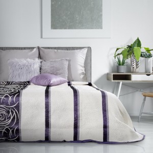 Cuvertura reversibila Sue Crem / Violet, 170 x 210 cm