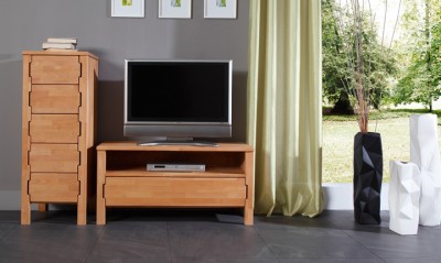 Comoda TV din lemn masiv de fag Koli TV 1000 natural, l100xA47xH59 cm