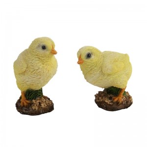 Decoratiune de gradina, din polirasina, Chicks Galben, Modele Asortate, L6,3xl5xH8,8 cm