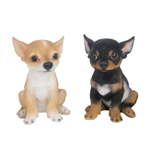 Decoratiune de gradina, din polirasina, Chihuahua Sitting Multicolor, Modele Asortate, L15,9xl11,5xH19,3 cm