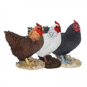 Decoratiune de gradina, din polirasina, Hen Multicolor, Modele Asortate, L10,9xl17,6xH19,8 cm