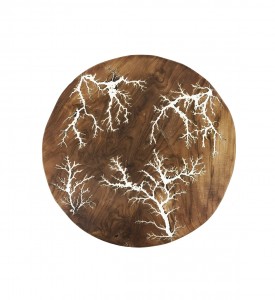 Decoratiune de perete, din lemn Teak Round Natural / Alb, Ø50 cm