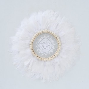 Decoratiune de perete Yama Alb / Natural, Ø50 cm