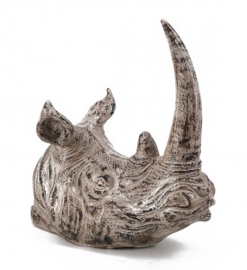 Decoratiune din ceramica, Bleached Rhinoceros Head Natural, L25xl45xH45 cm