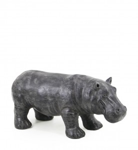 Decoratiune din ceramica, Hippo Gri Inchis, L50xl20xH25 cm