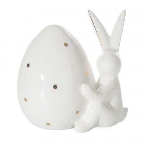 Decoratiune din dolomita Buny Alb / Auriu, L13xl9xH15 cm