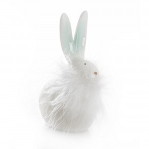 Decoratiune din dolomita Cebal Bunny Alb / Verde Mint, L9xl5xH14 cm