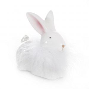 Decoratiune din dolomita Cebal Rabitt Alb / Roz, L14xl8xH13 cm