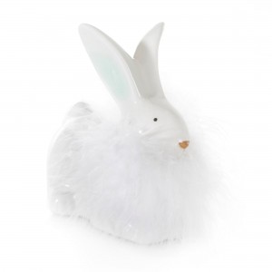 Decoratiune din dolomita Cebal Rabitt Small Alb / Verde Mint, L10xl6xH10 cm