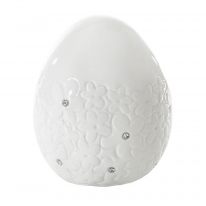 Decoratiune din dolomita Egg Small Alb, Ø8xH10 cm