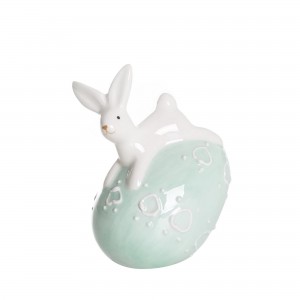 Decoratiune din dolomita Heti Alb / Verde Mint, L6xl4xH8 cm